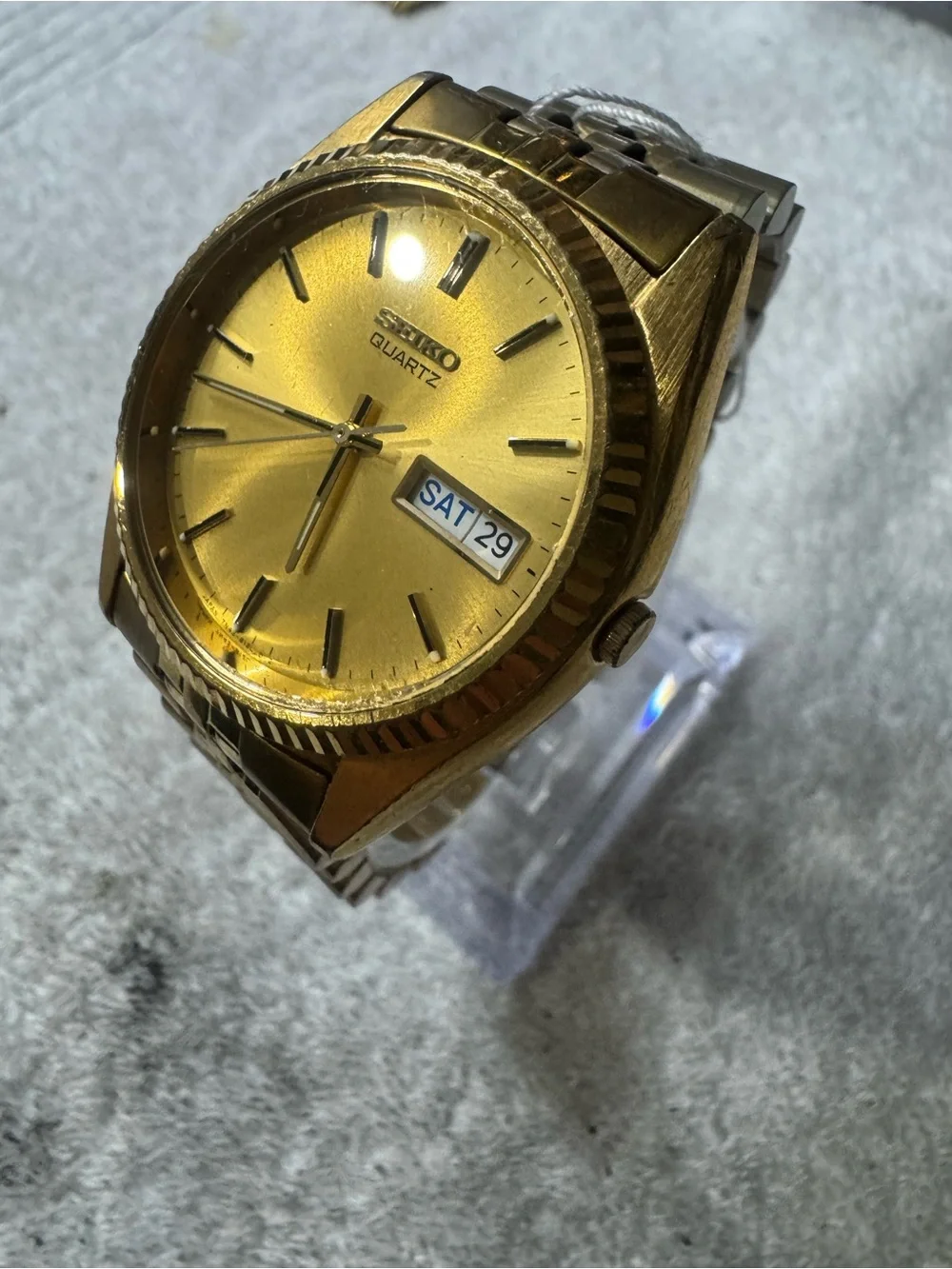 Seiko Gold Tone Quartz Watch with Gold Dial